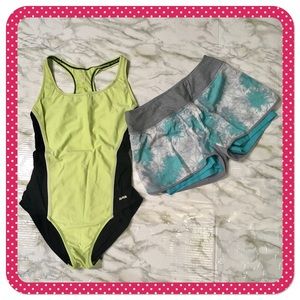💝 REEBOK 💝 women’s one piece swimsuit in yellow green color size 10